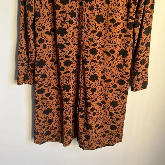 Garnet Hill Phoebe Brown Black Floral Button Front Knit Dress - Picture 5 of 11